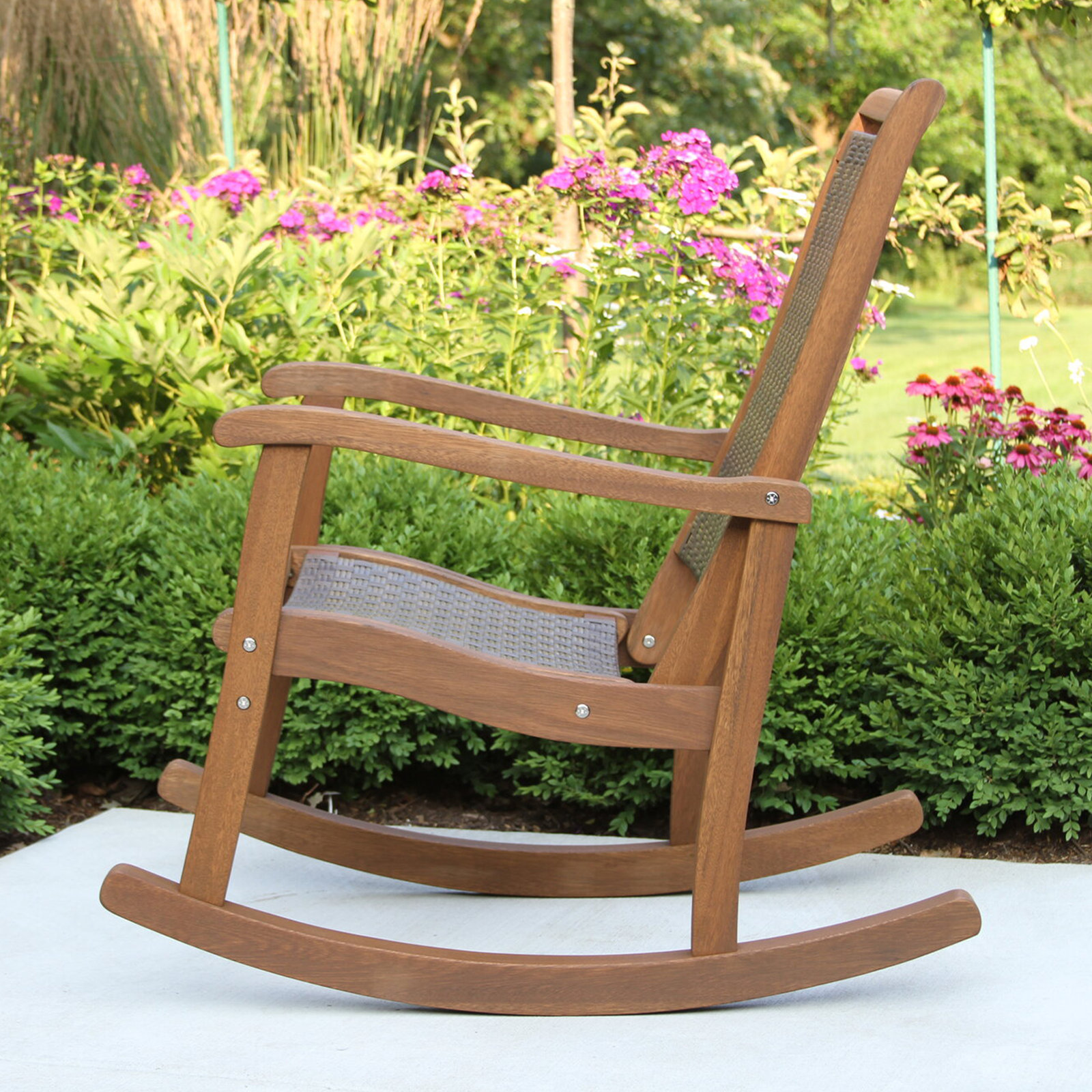 Arnot Eucalyptus Patio Rocking Chair, Brown