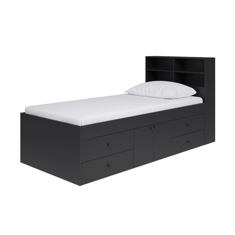 Captain's Single 3ft Cabin Bed with bookcase headboard, Black