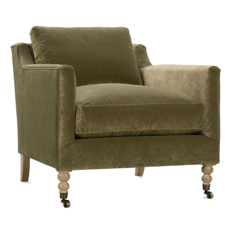 Chaise d'appoint Madeline, Chêne blanchi, Velours olive (13295-13)