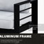 Canapé d'extérieur 3 places tout temps de 185 cm (73 po) avec structure noire et coussins gris épais, qualité commerciale, charge maximale de 408 kg (900 lb), facile à nettoyer, grande durabilité, capacité