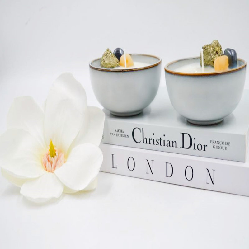 Unscented Scented Designer Candle with Ceramic Holder