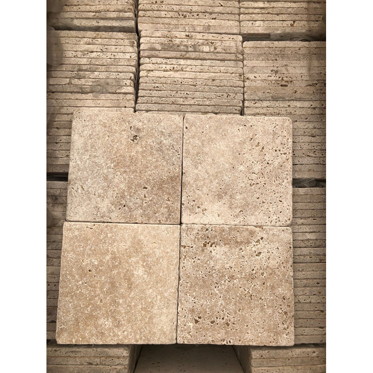 Walnut Travertine Tumbled Wall and Floor Tile 4x4"
