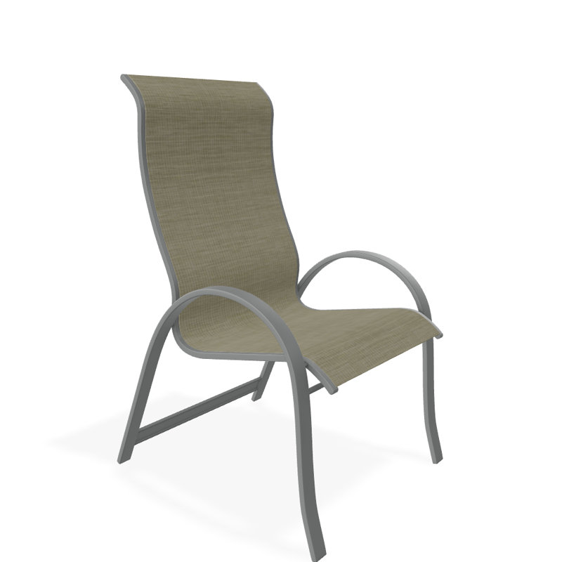 Aruba 1 Outdoor Dining Armchair, Textured Graphite, Bristol Taupe Sunbrella®