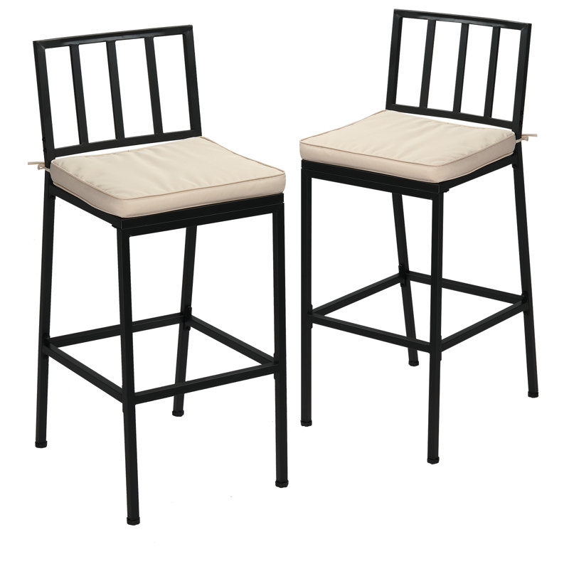 Ensemble de chaises de bar en acier 40,5 po avec coussins (ensemble de 2)