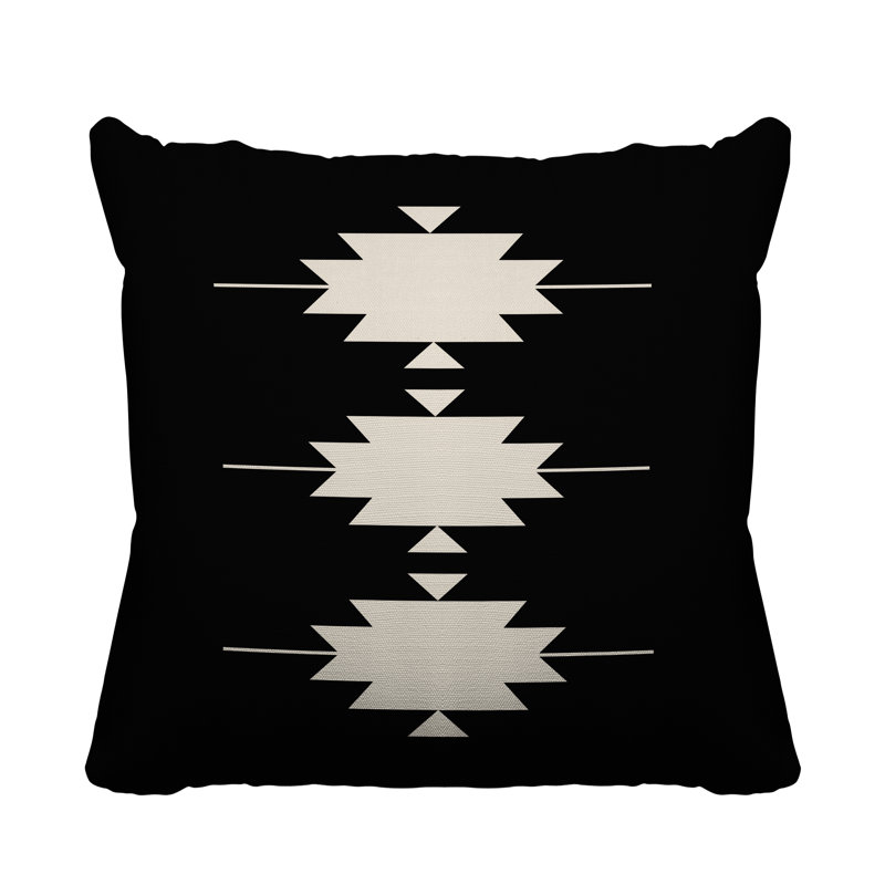 Coussin intérieur / extérieur Sike Southwestern, L 19 po x H 19 po, Noir