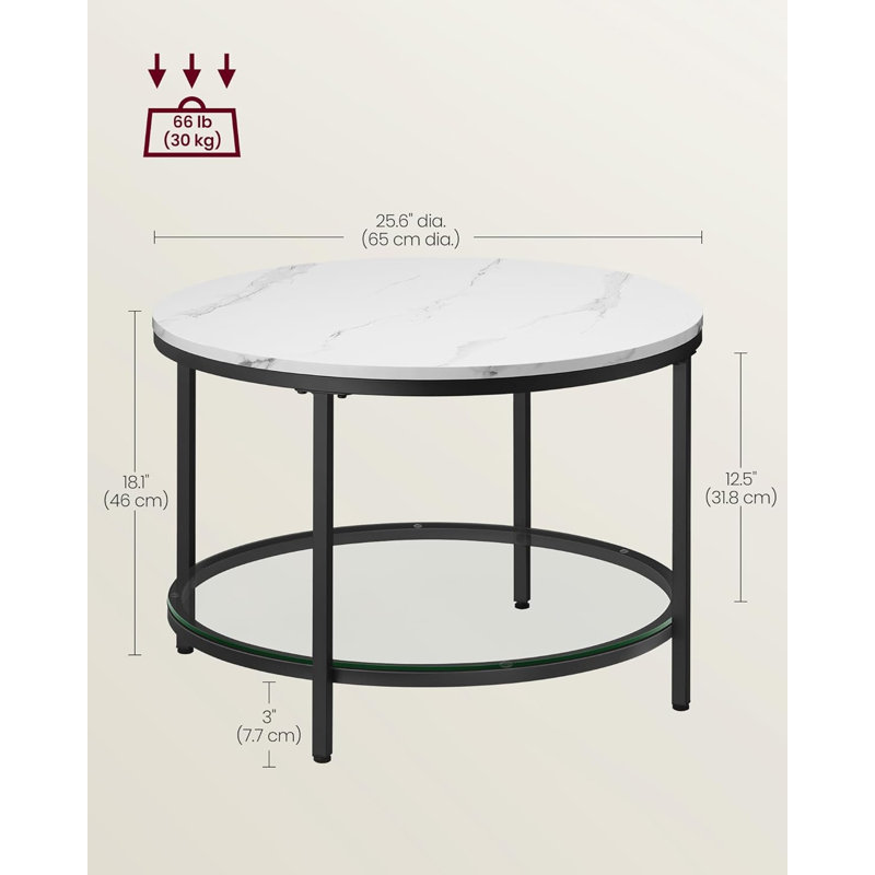 Table de bout Elenor, Marbre blanc, Black