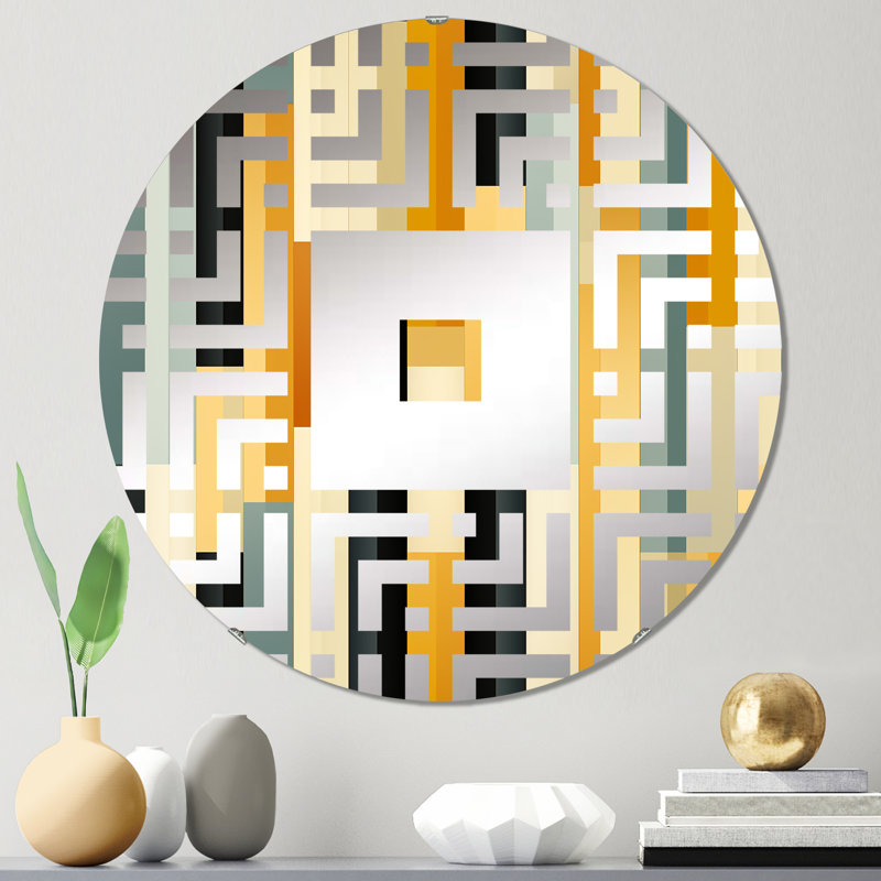 Miroir mural carré à rayures jaunes, 31,4 po x 31,4 po