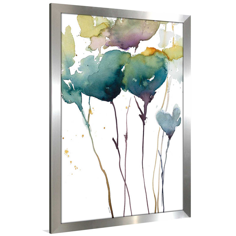 «Wildflower Grace I», reproduction de peinture à l'aquarelle sur acrylique, H 27,5 po x l 21,5 po x P 0,75 po