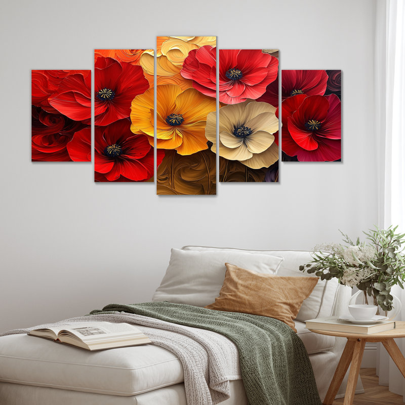 Crimson Serenity of Vibrant Red Poppies I - - Décoration murale coquelicots - - Art traditionnel traditionnel diamant