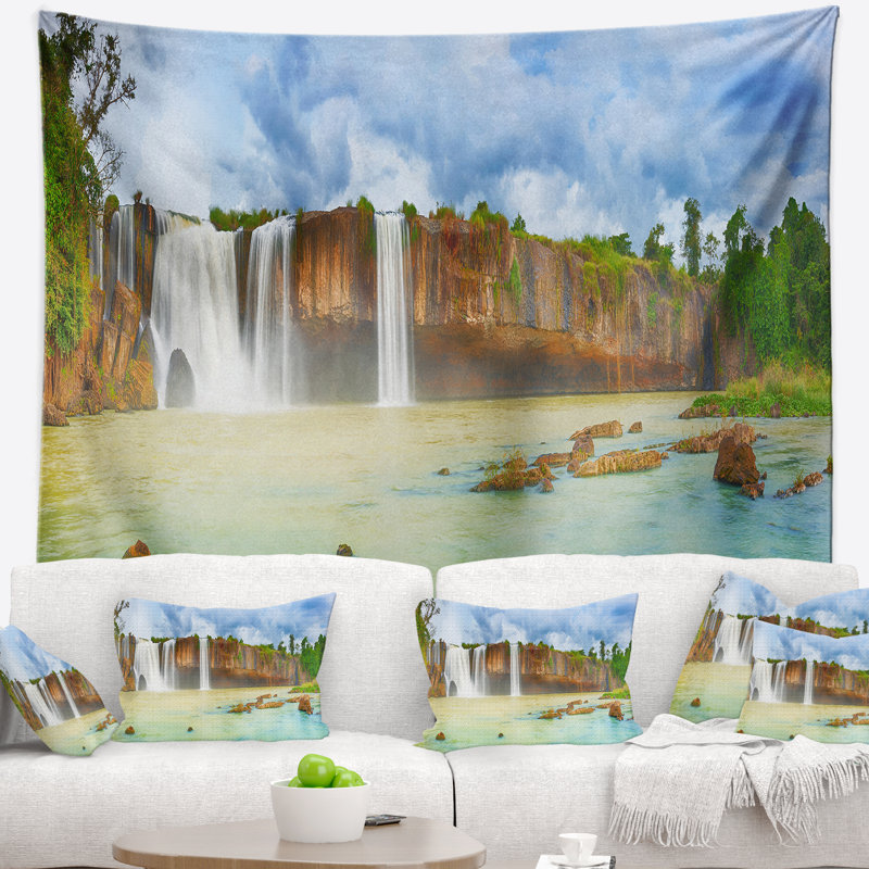 Photographie dry nur cascade panorama tapisserie, H 78 po x l 92 po