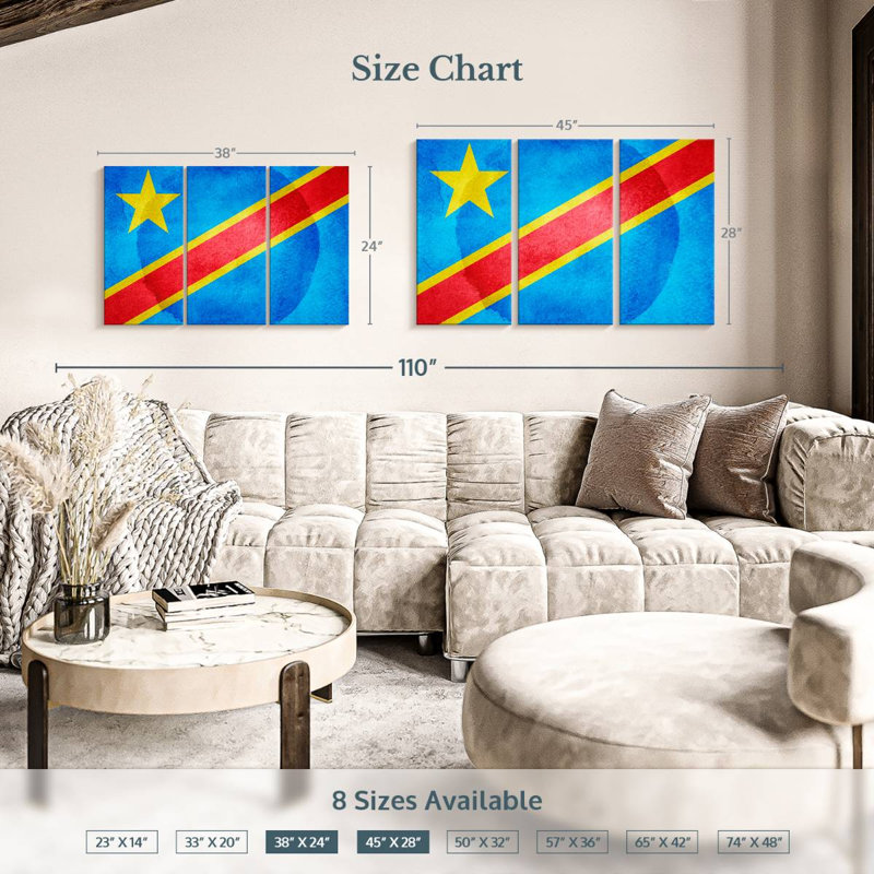 Washed Congo Flag, 28" H x 45" W