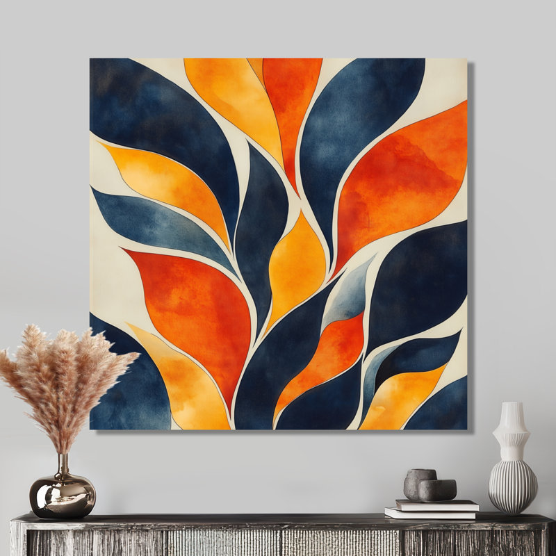 Mustard Abstract Wall Art, Mid Century Canvas Print, Yellow Organics In Motion, H 30 po x l 30 po, Toile tendue