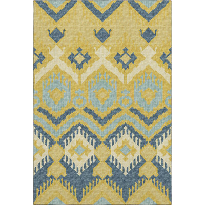 Premium Machine Washable Alliah AMF108 Yellow Rug