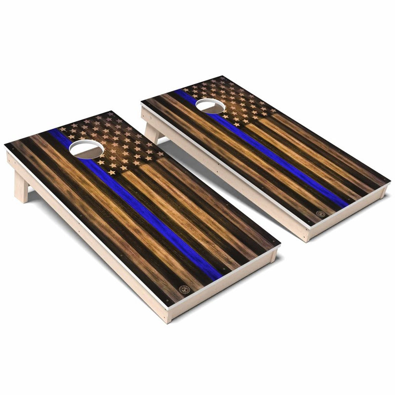 Ensemble de cornhole en composite Charred Police USA, Ajouter un étui et des lumières