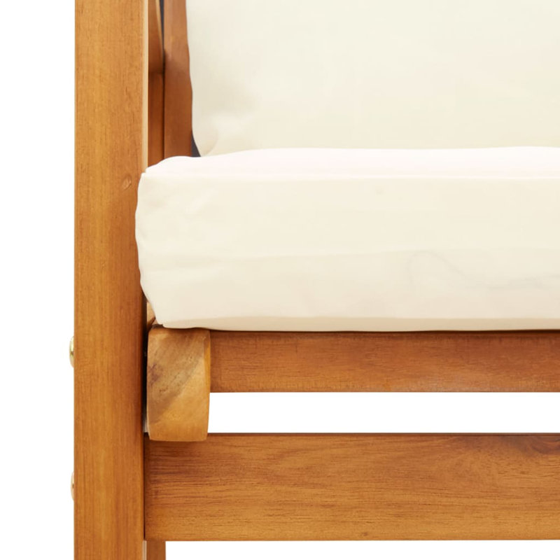 Ensemble de patio avec coussins en bois d'acacia massif, Blanc, crème, 2