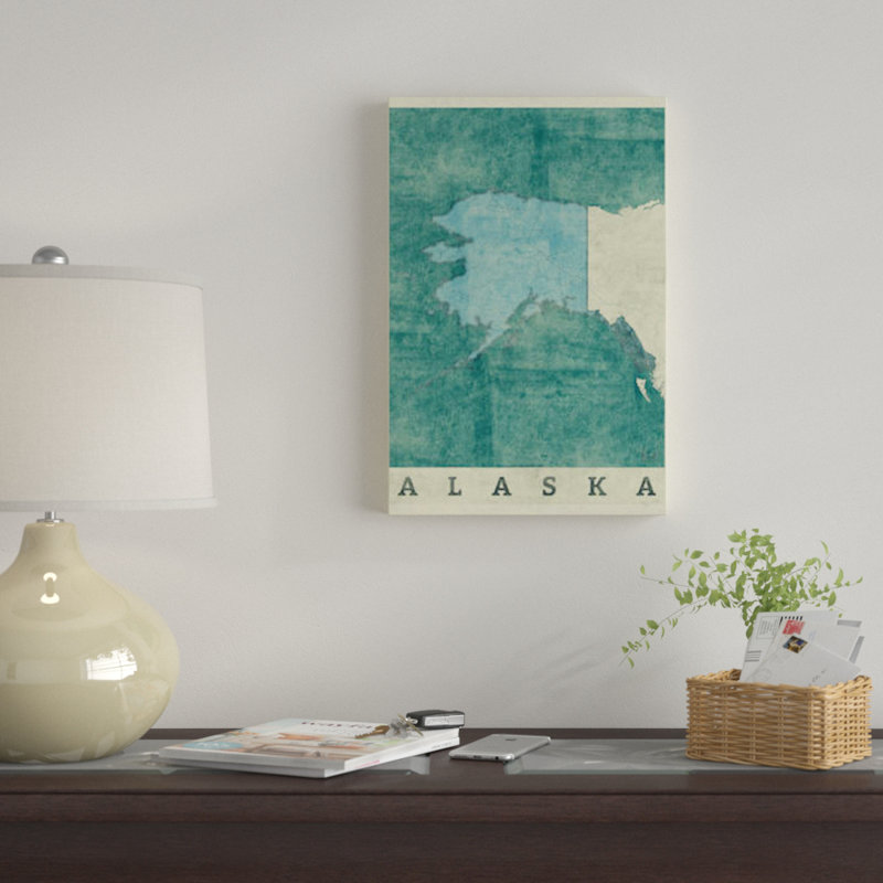 « alaska map », reproduction d’impression sur toile, H 40 po x l 26 po x P 1,5 po, Toile tendue, Pas de tapis