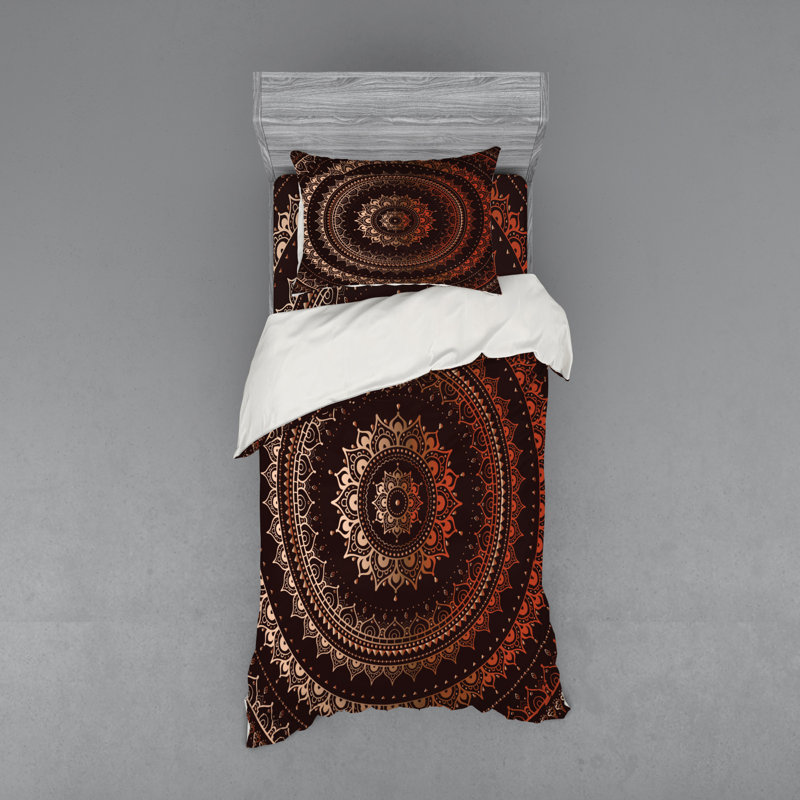 Ensemble de housse de couette à cercle mandala et cosmos ésotérique, Housse de couette simple TG + 2 articles suppléme