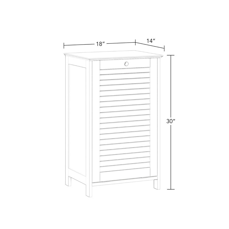 White Wood Composite Tilt-Out Laundry Hamper Cabinet with Cloth Bag