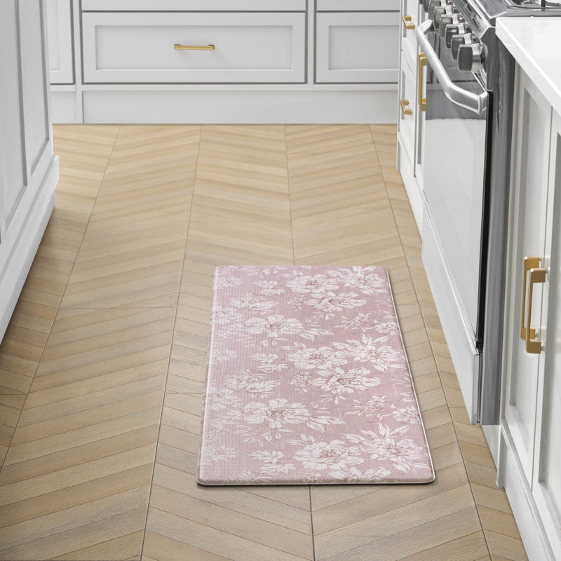 Laura Ashley Iris Comfort Standing Anti-Fatigue Mats, Pink, Rectangle 1'5" x 4'