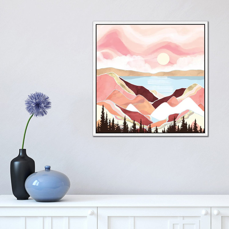 Autumn Lake Sunrise - Print on Canvas, White Framed, 45.72 cm H x 45.72 cm W