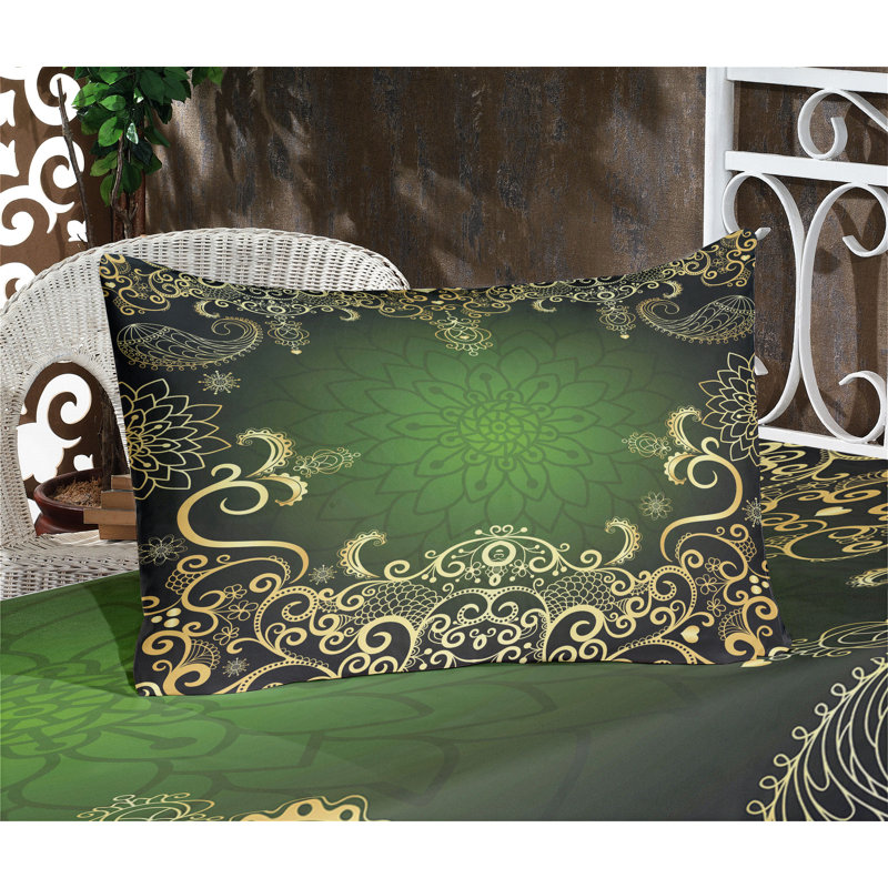 Ensemble de draps et taies décoratives Ambesonne Mandala, vert, noir, jaune pâle