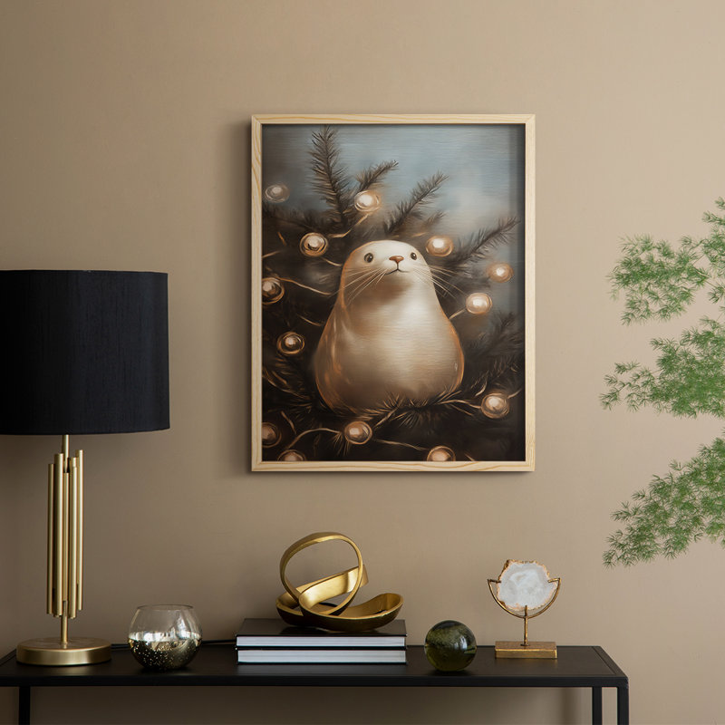Christmas Holiday Art -Series 2-CXLV Framed Print - Solid Wood, Naturel, H 21 po x l 17 po
