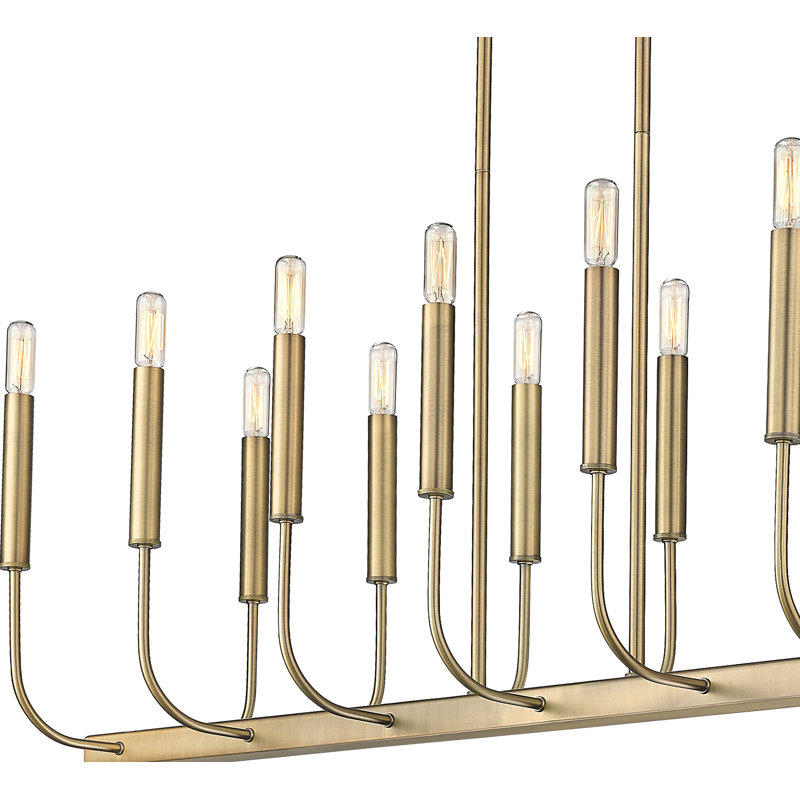 Grand lustre ovale noir clair et sophistiqué à 14 lumières, Laiton vieilli