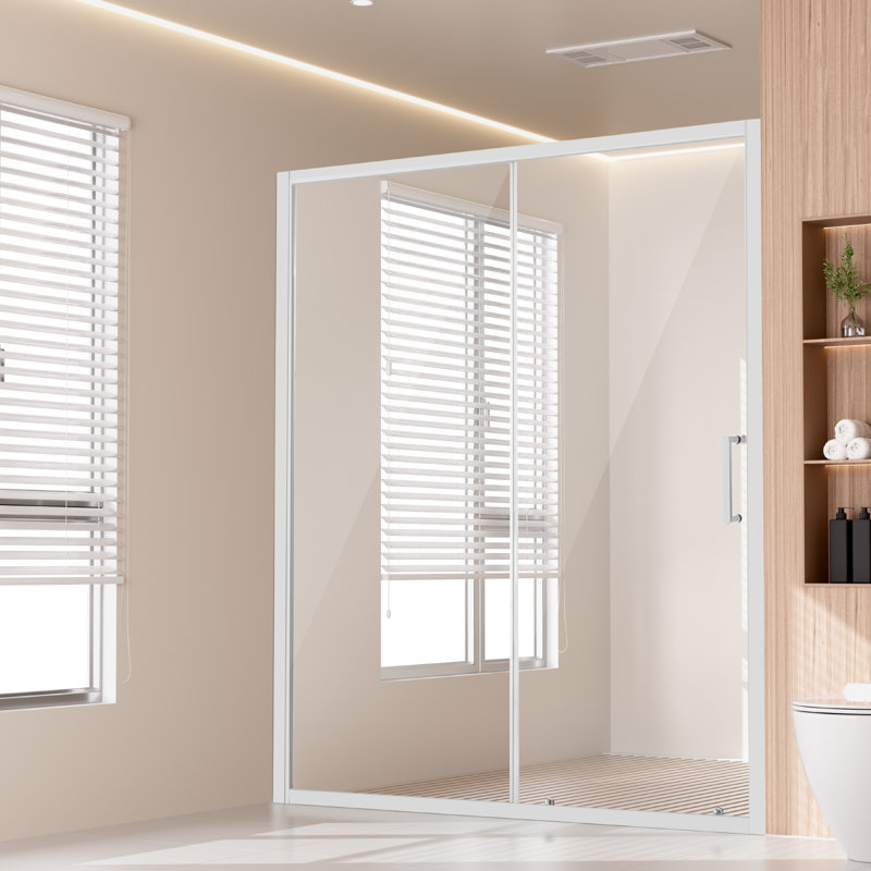 Semi-frameless Shower Door 57.7-59" x 70" SGCC Tempered Glass 1/4", Chrome