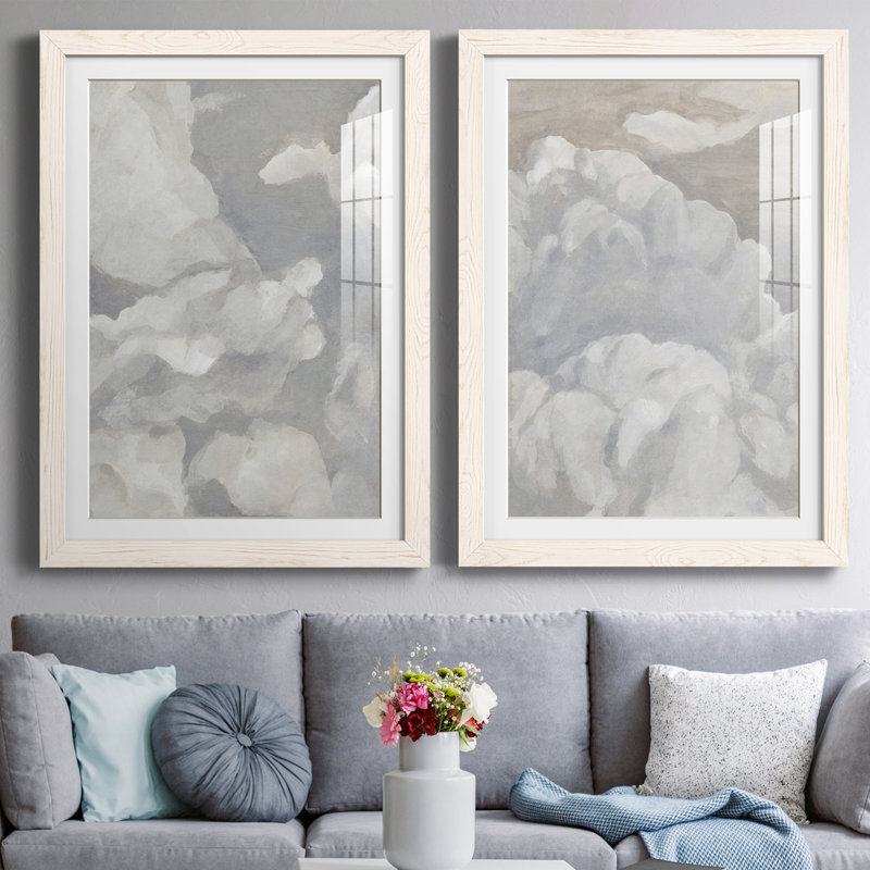 Scattered Sky I Premium encadré mat - prêt à accrocher, H 20 po x l 34 po x P 1,5 po, Cadre blanc