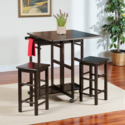 Hackett 3 Piece Drop Leaf Dining Table in Coffee, 30.56'' H X 27.56'' W X 23.68'' D