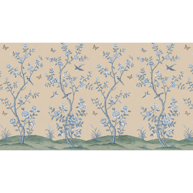 Papier peint floral nature oiseaux, Non-Woven Nonpasted, 140" x 108"