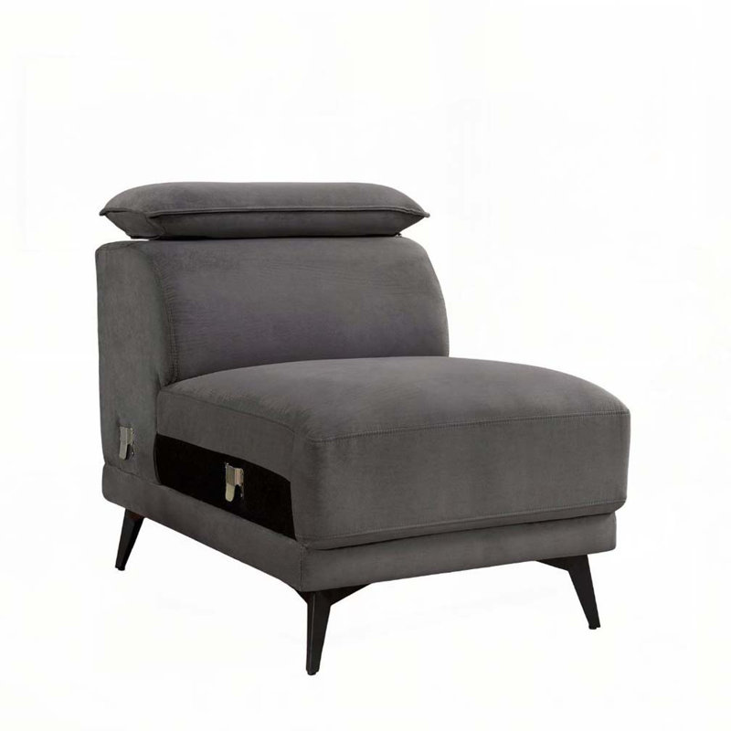 Fauteuil sans accoudoirs avec pieds en acier et coussin de dossier ajustable, Gris foncé