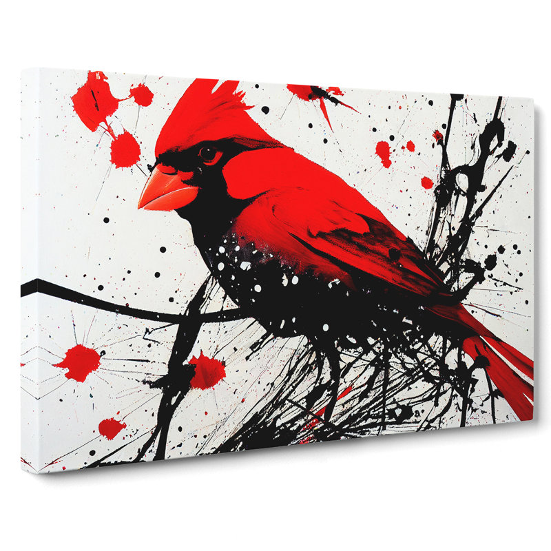 Cardinal Bird Splash Vol.1 - Wrapped Canvas Painting, 40cm H x 60cm W x 3cm D