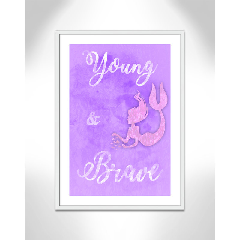 Brave Mermaids' Wall Decal, 34.5" H x 24.5" W x 1.18" D, White Box Framed