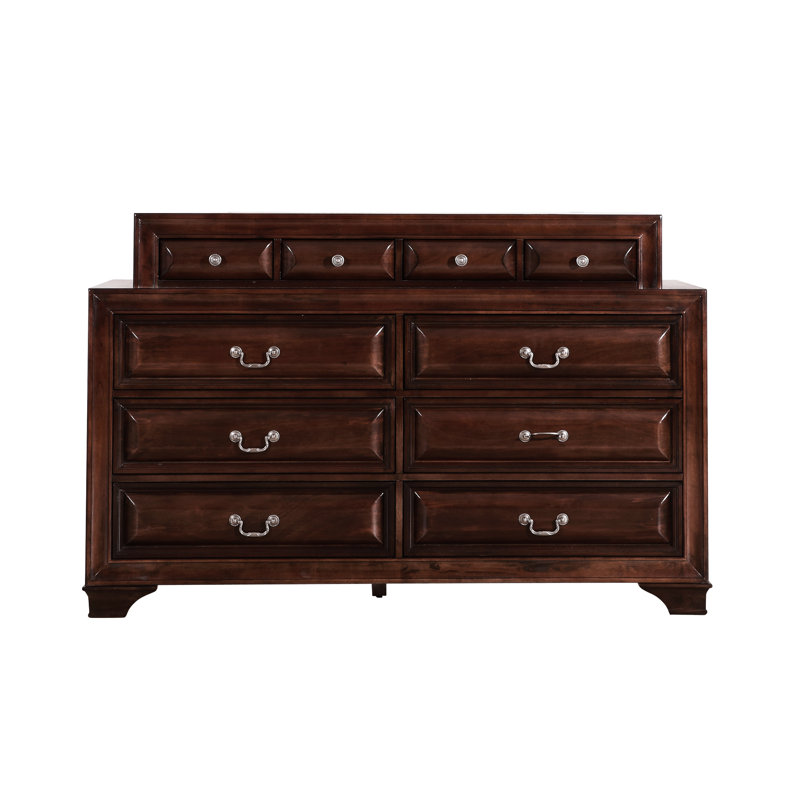 Commode Cappuccino G8875-d - Teinture profonde pour un attrait rehaussé en placages de bois véritable et tiroirs à queue tenaces