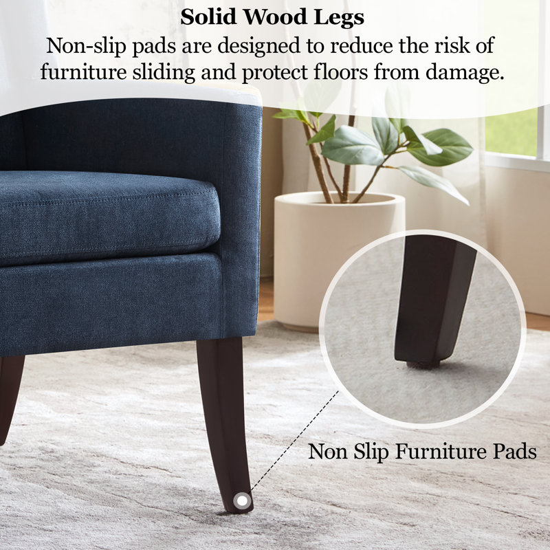 Fauteuil d'appoint rembourré en polyester à haut dossier avec ressorts à arc, Bleu