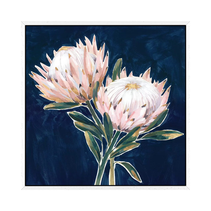 King Proteas by Isabelle Z - Painting on Canvas, White Framed, 93.98 cm H x 93.98 cm W