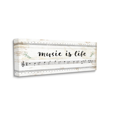Music Is Life Composition Paper With Black And White Notes by Jennifer Pugh - Print