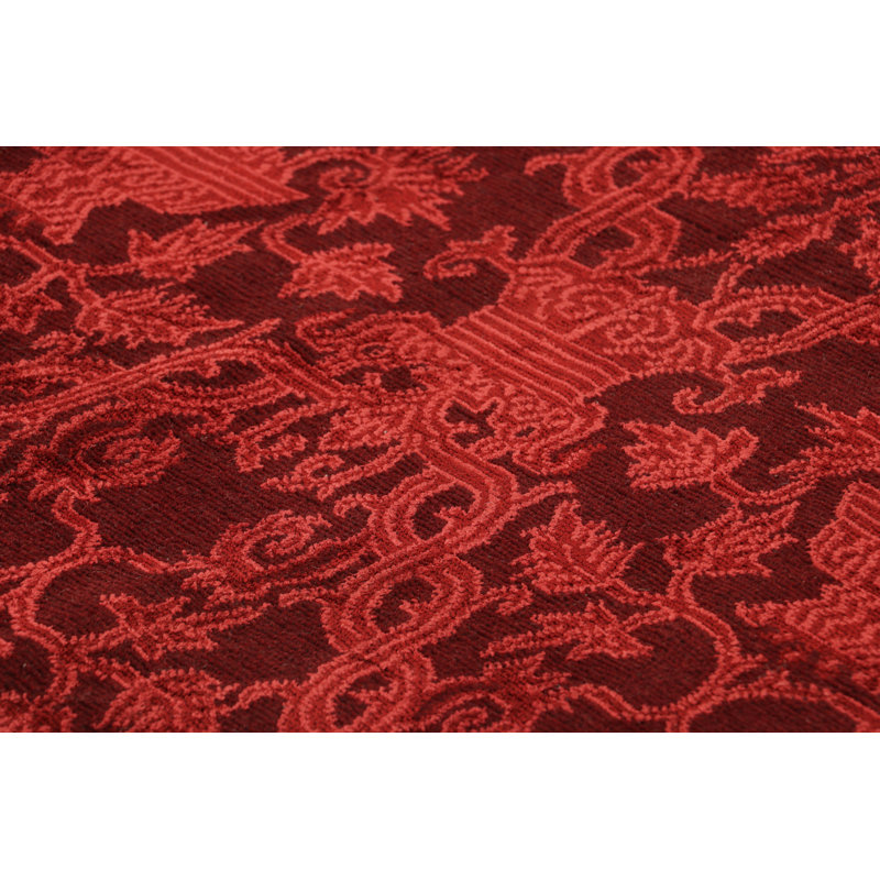 Rug & Kilim’S European Style Rug In Burgundy With Floral Patterns, Retangle 37' x 40'