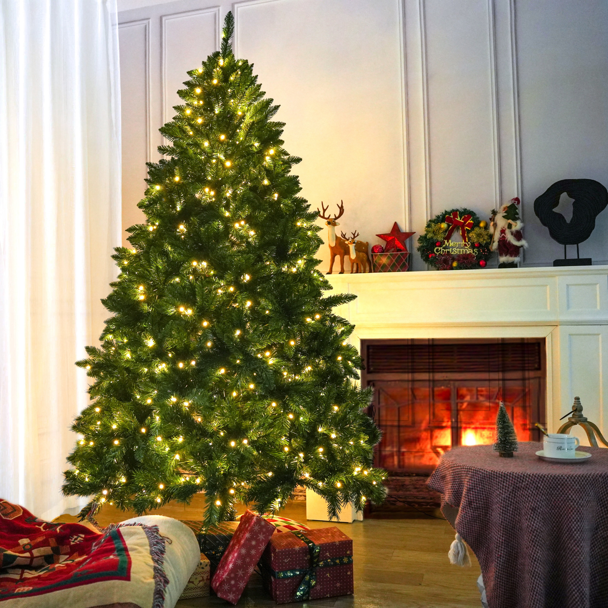 The Holiday Aisle® Candice 5'/6'/7' Pre-lit Lighted Artificial Christmas Tree & Reviews | Wayfair