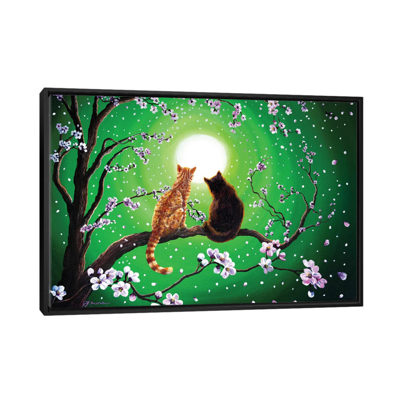 Reproduction d’art, "Cats on a Spring Night" par Laura Iverson, Pas de tapis, H 18 po x l 26 po x P 1,5 po