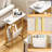 Narrow Side Table For Small Spaces, Small End Table With Magazine Holder, Skinny Slim Little Thin Table For Living Room, Bedroom, Sofa, White And Gold