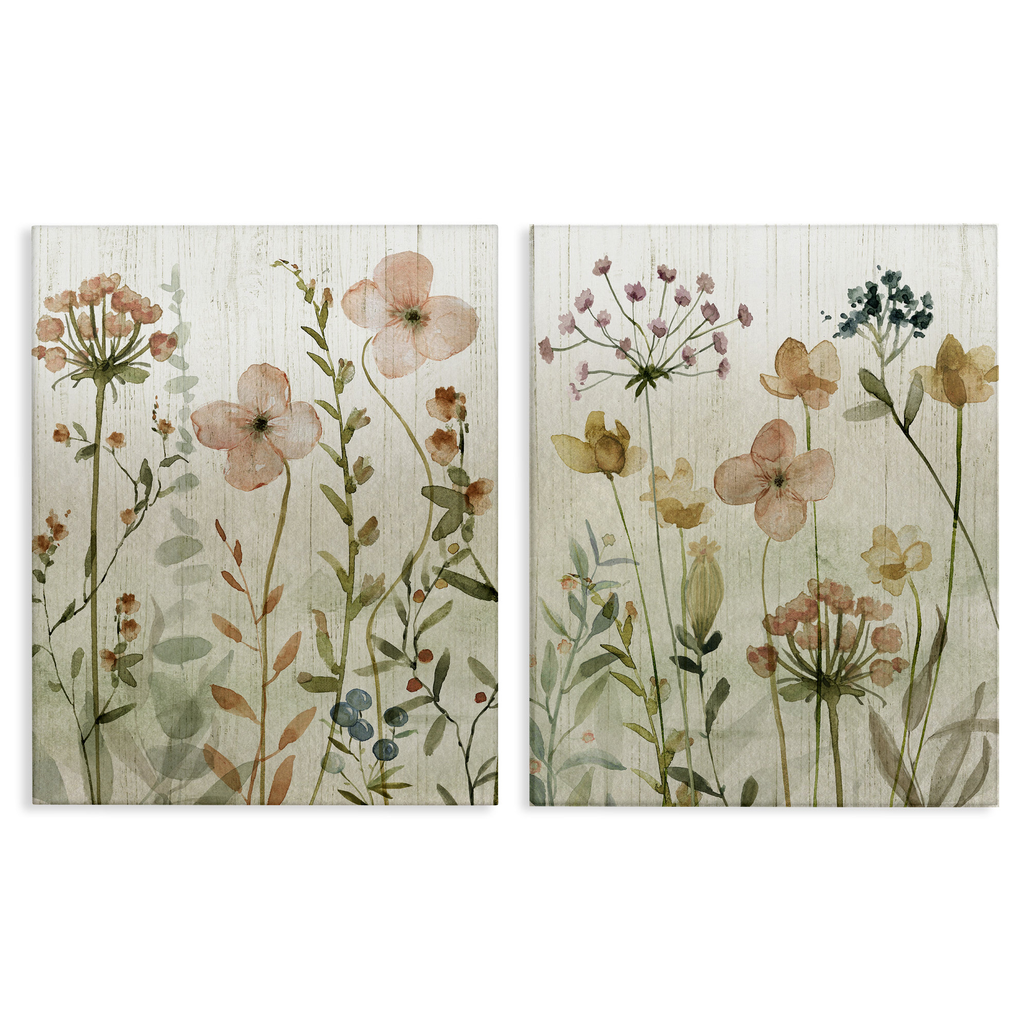 Lark Manor™ Rustic Wildflower Collection 2 Piece Canvas Wall Art Set ...
