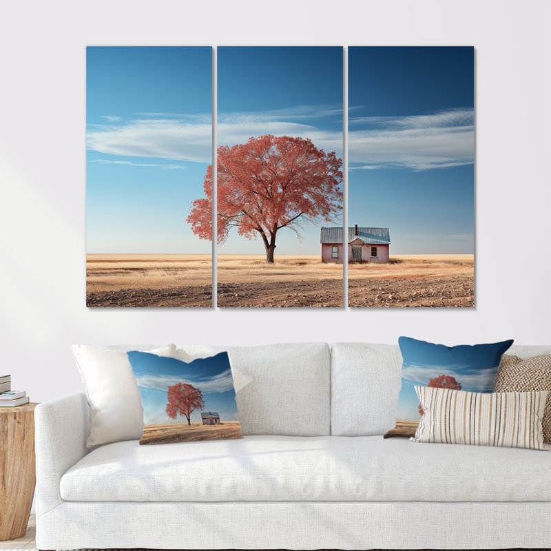 Prairie, paysage panoramique - ensemble d'art mural prairies, H 32 po x l 48 po x P 1 po
