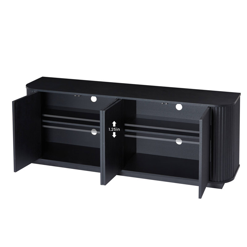 Buffet et meuble télé 64 "à motif de vagues noires, armoire de rangement à rayures verticales en bois pour le vestibule de la chambre à coucher