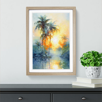 Palm Tree Impressionism No.3 - Single Picture Frame Print on Wood