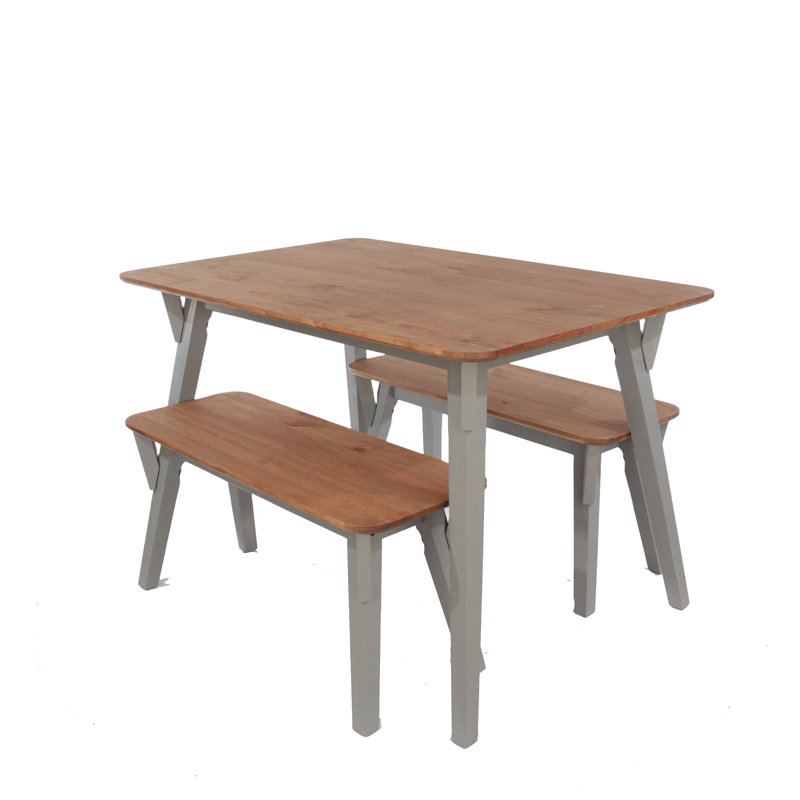 Claypoole 4 - Person Pine Solid Wood Grey & Antique Wax Dining Set, 75cm H x 120cm W x 80cm D