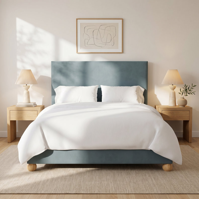 Benita Upholstered Standard Bed, Classic Ocean Velvet, King