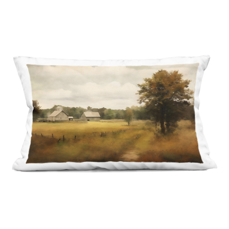 Coussin décoratif Old Country, 1, Paysage brun et nature 2, Rectangle H 14 po x l 20 po