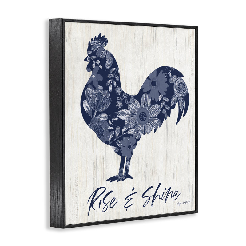 Impression florale de coq floral Rise & Shine, conception par Annie Lapoint, H 20 po x l 16 po, Giclée encadrée noir minuit